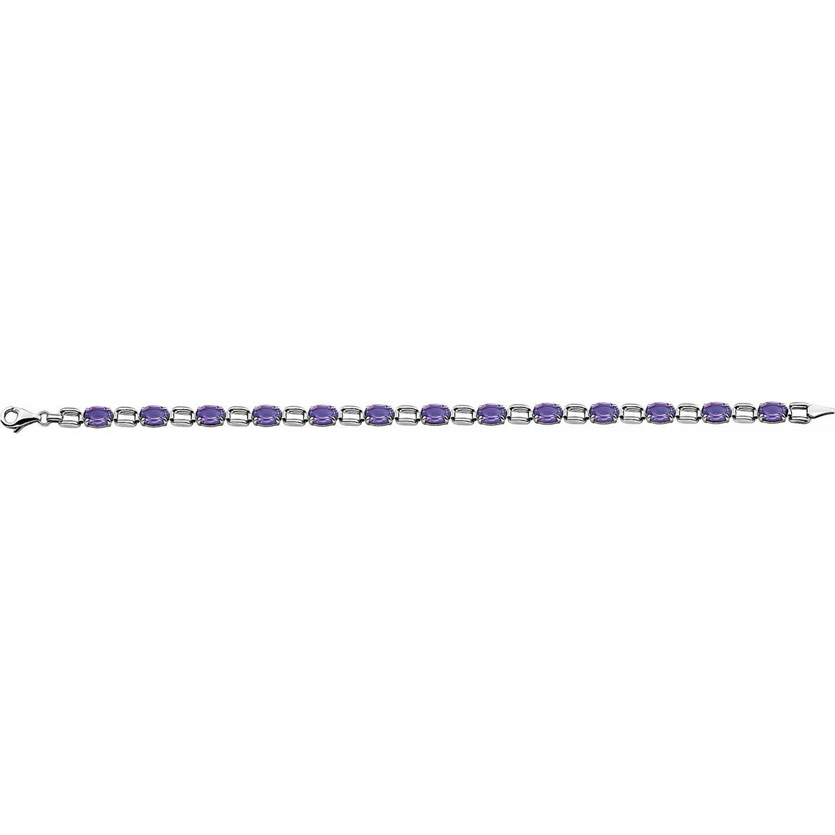 14K White Gold 7x5 mm Oval Natural Amethyst 7 1/4" Bracelet