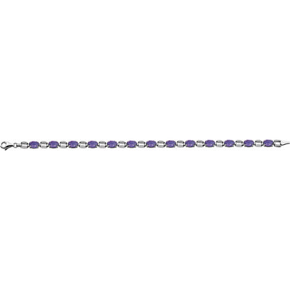 14K White Gold 7x5 mm Oval Natural Amethyst 7 1/4" Bracelet