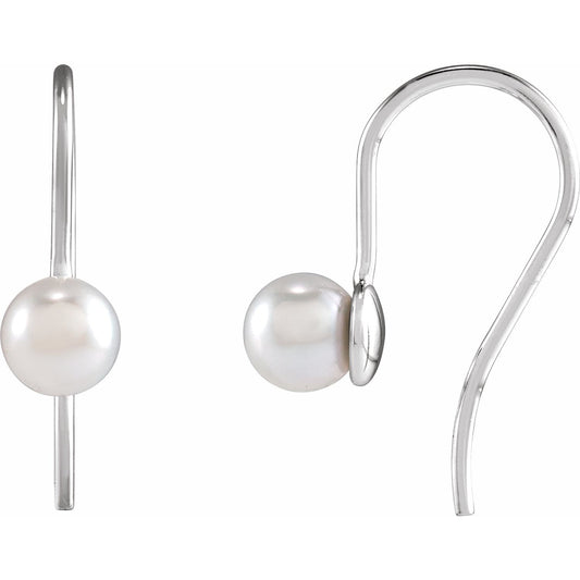 Cultured White Akoya Pearl Wire Earrings