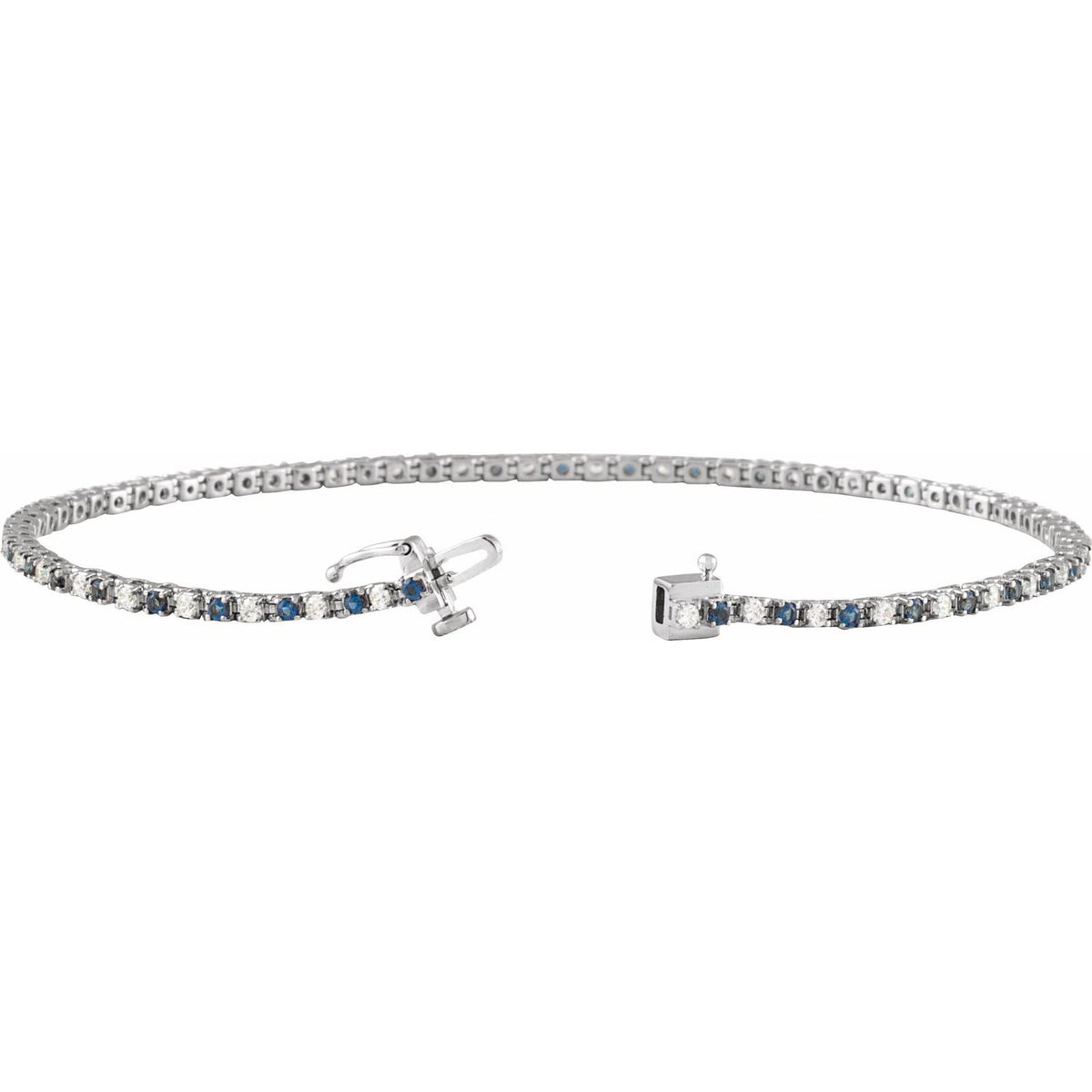 14K White Gold Natural Blue Sapphire & 5/8 CTW Natural Diamond Line 7 1/4" Bracelet