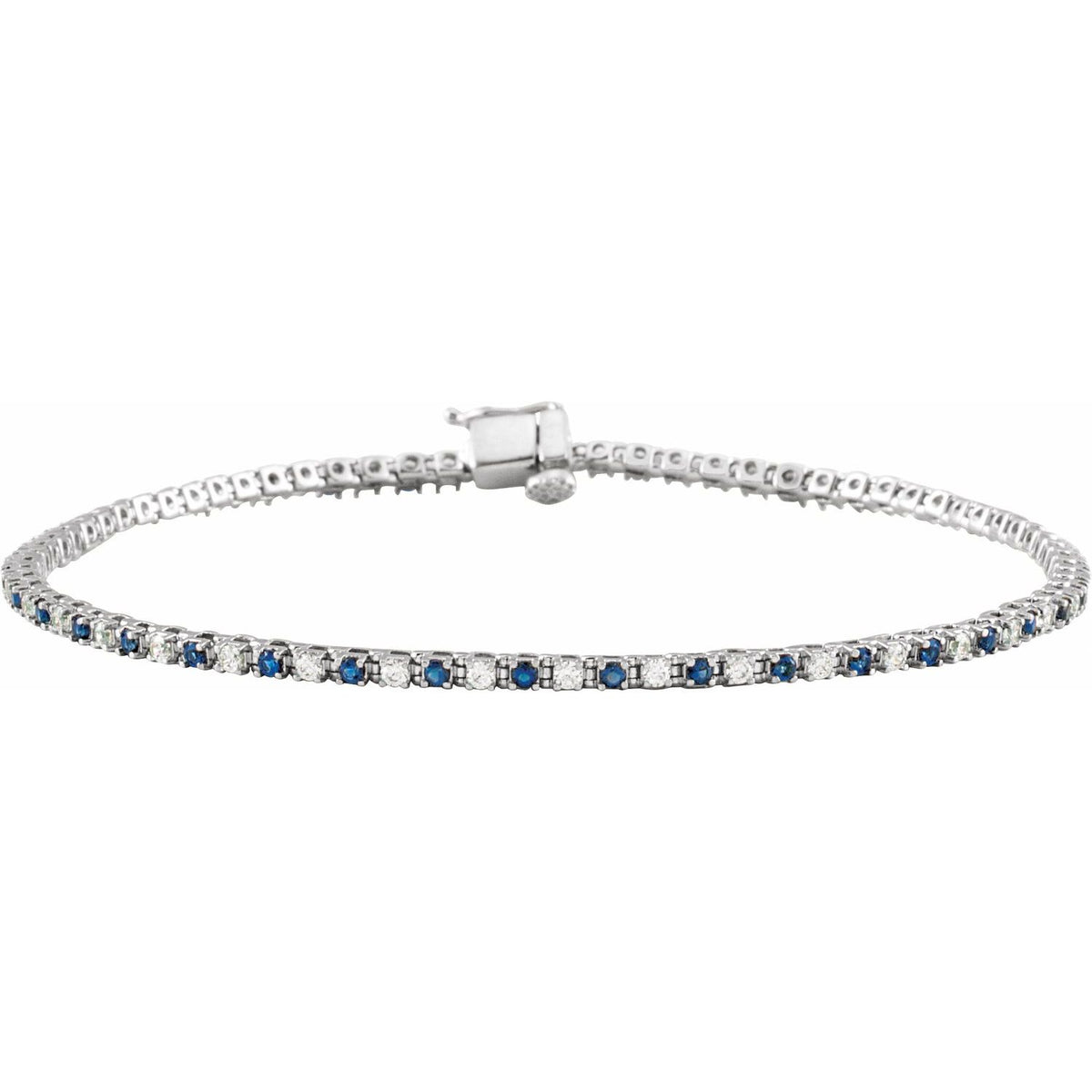 14K White Gold Natural Blue Sapphire & 5/8 CTW Natural Diamond Line 7 1/4" Bracelet