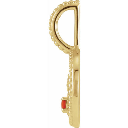 14K Yellow Gold Natural Mexican Fire Opal & .0025 CTW Natural Diamond Taurus Charm/Pendant
