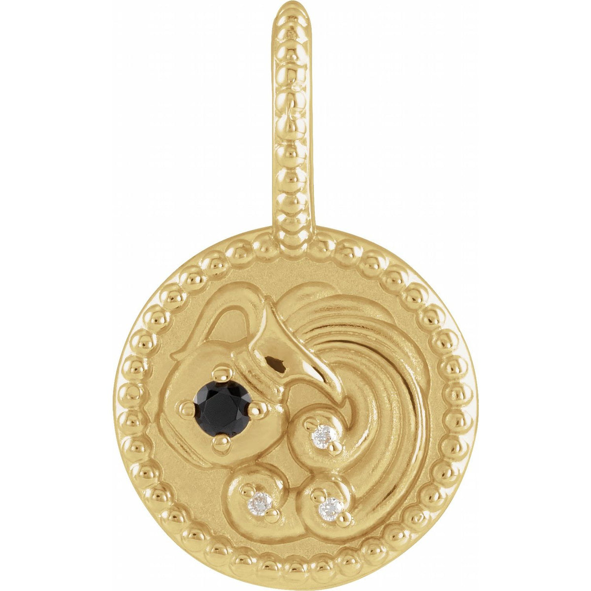 14K Yellow Gold Natural Black Spinel & .0075 CTW Natural Diamond Aquarius Charm/Pendant
