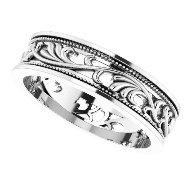 Milgrain Sculptural Flat Band