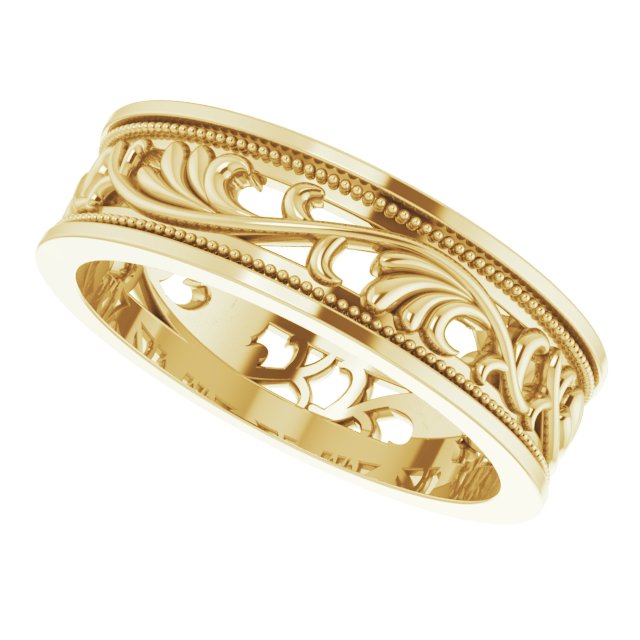 Milgrain Sculptural Flat Band