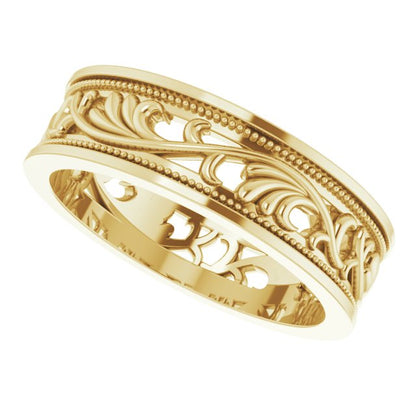 Milgrain Sculptural Flat Band