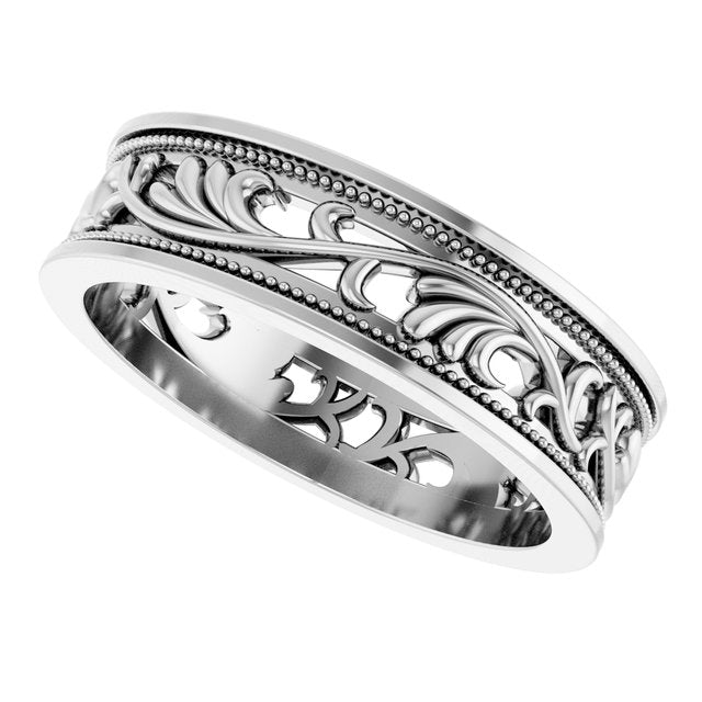 Milgrain Sculptural Flat Band