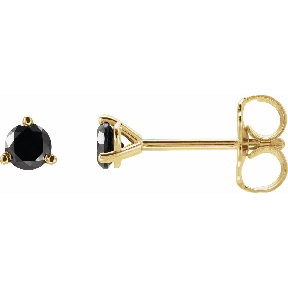 14K Yellow Gold 1 CTW Natural Black Diamond Earrings