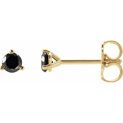 14K Yellow Gold 1 CTW Natural Black Diamond Earrings