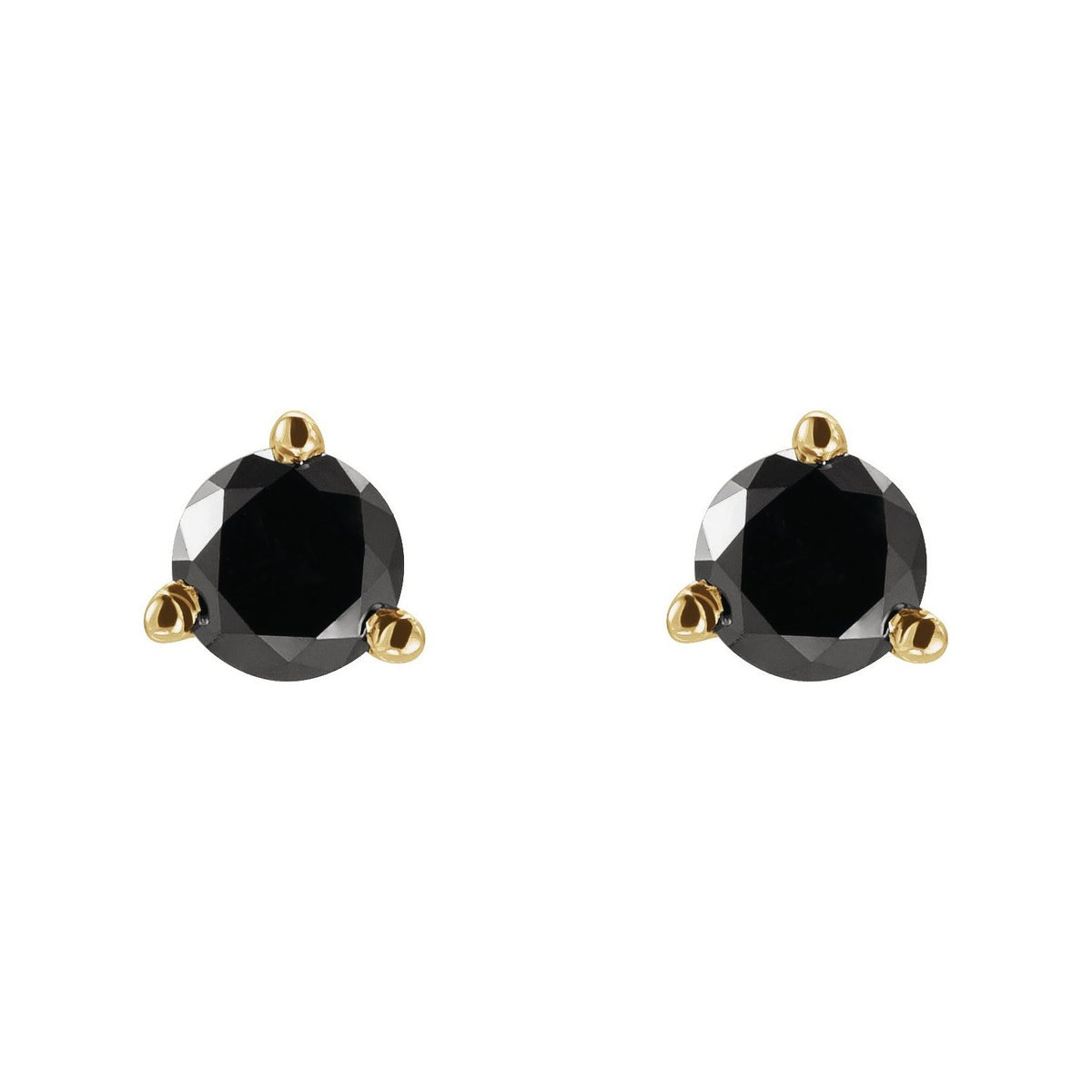 14K Yellow Gold 1 CTW Natural Black Diamond Earrings
