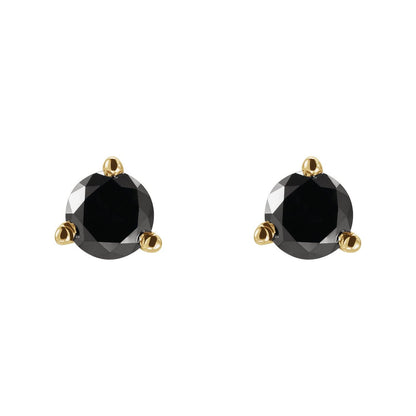 14K Yellow Gold 1 CTW Natural Black Diamond Earrings