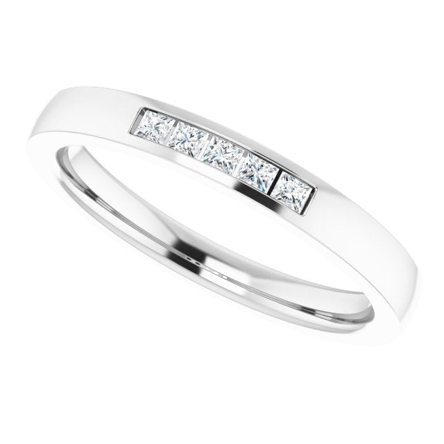 1/10 CTW Lab-Grown Diamond Anniversary Band, 2.4 mm, Channel-Set Five-Stone