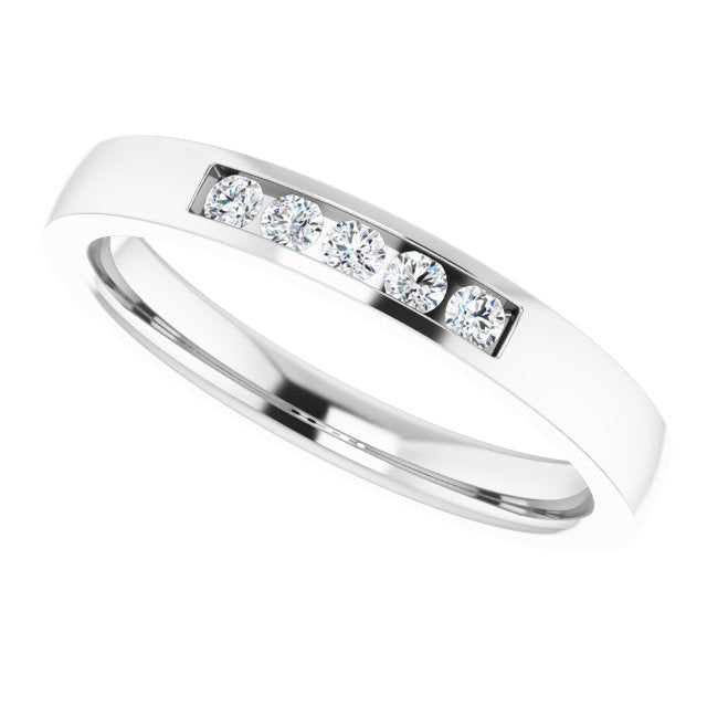 1/10 CTW Lab-Grown Diamond Anniversary Band, 2.4 mm, Channel-Set Five-Stone