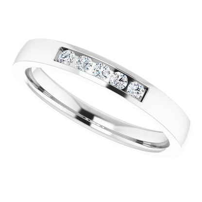 1/10 CTW Lab-Grown Diamond Anniversary Band, 2.4 mm, Channel-Set Five-Stone