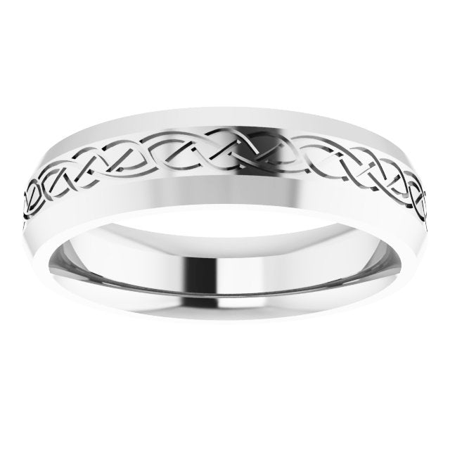 Beveled-Edge Celtic-Inspired Comfort-Fit Flat Band
