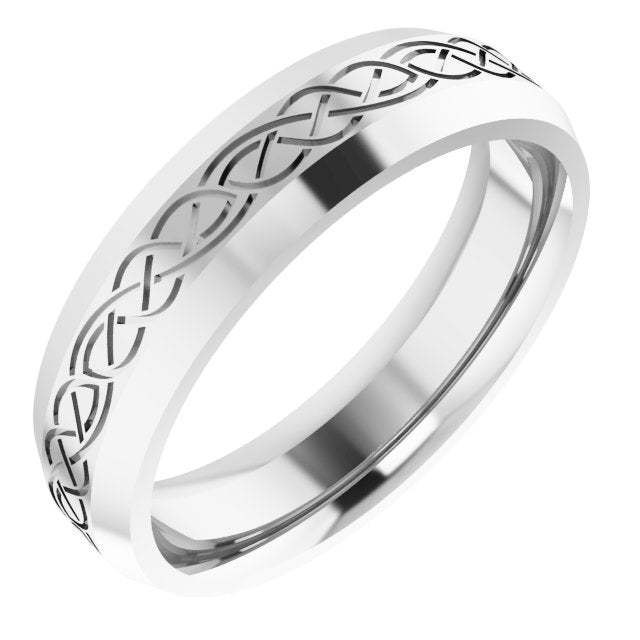 Beveled-Edge Celtic-Inspired Comfort-Fit Flat Band