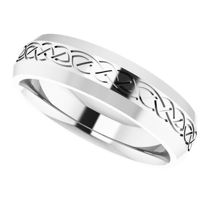 Beveled-Edge Celtic-Inspired Comfort-Fit Flat Band