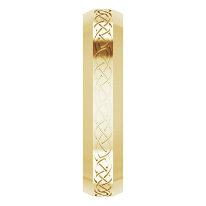 Beveled-Edge Celtic-Inspired Comfort-Fit Flat Band