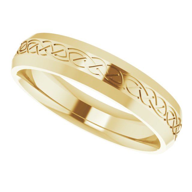Beveled-Edge Celtic-Inspired Comfort-Fit Flat Band