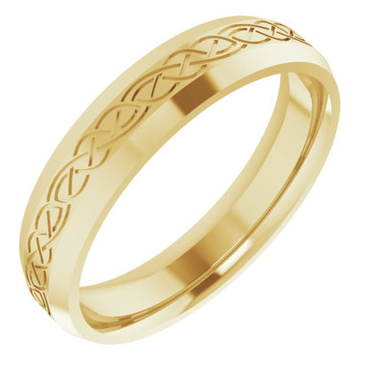 Beveled-Edge Celtic-Inspired Comfort-Fit Flat Band