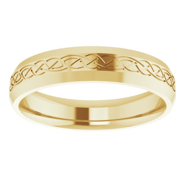 Beveled-Edge Celtic-Inspired Comfort-Fit Flat Band