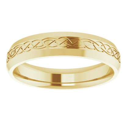 Beveled-Edge Celtic-Inspired Comfort-Fit Flat Band