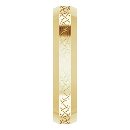 Beveled-Edge Celtic-Inspired Comfort-Fit Flat Band