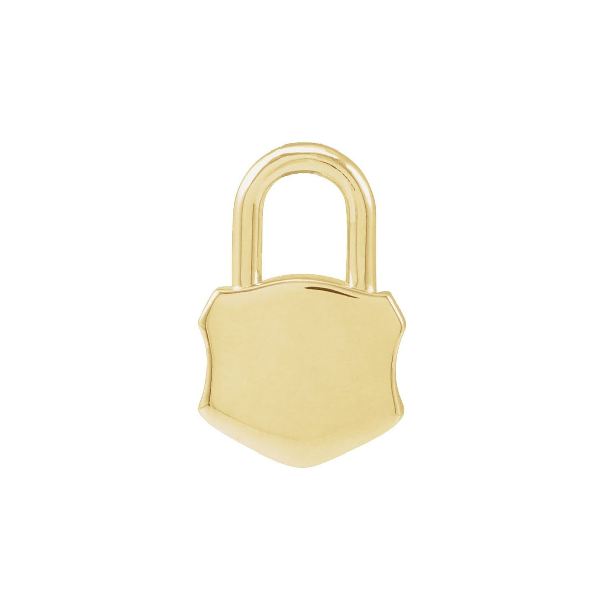 14K Yellow Gold 15.3x10. Engravable Lock Pendant