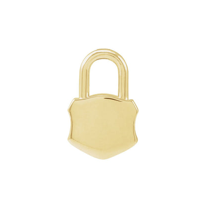14K Yellow Gold 15.3x10. Engravable Lock Pendant
