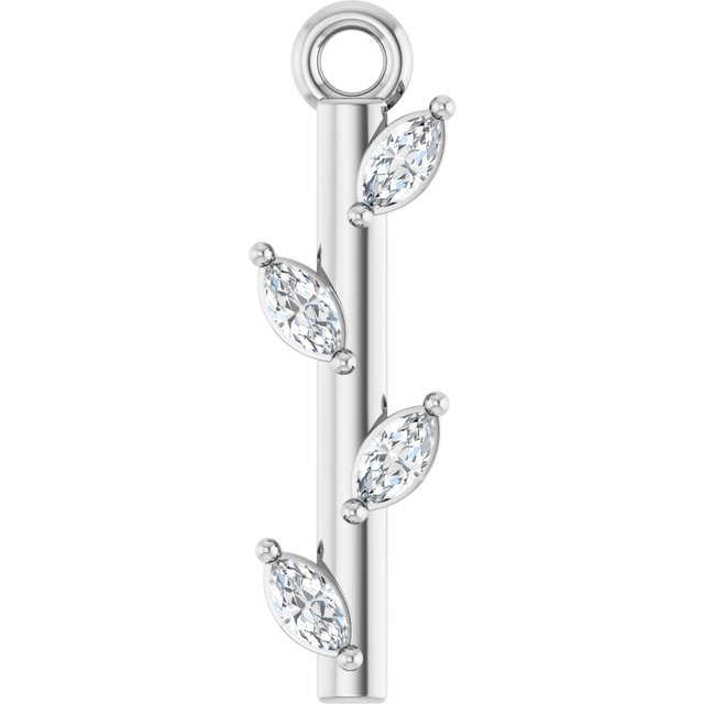 .07 CTW Natural Diamond Dangle, 2 mm x 15 mm