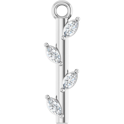 .07 CTW Natural Diamond Dangle, 2 mm x 15 mm
