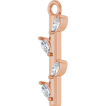 .07 CTW Natural Diamond Dangle, 2 mm x 15 mm