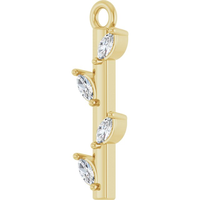 .07 CTW Natural Diamond Dangle, 2 mm x 15 mm