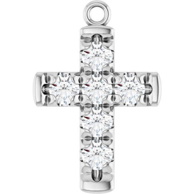1/2 CTW Natural Diamond French-Set Cross Dangle