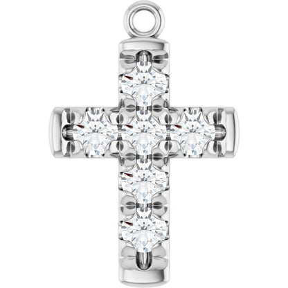 1/2 CTW Natural Diamond French-Set Cross Dangle
