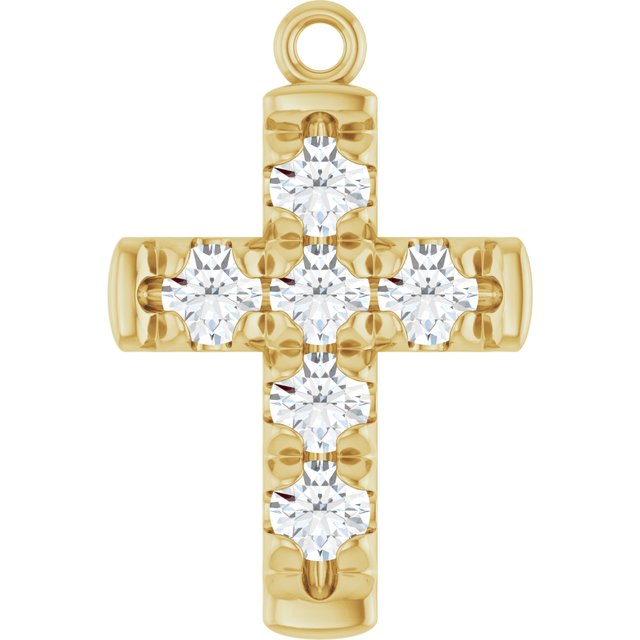 1/2 CTW Natural Diamond French-Set Cross Dangle