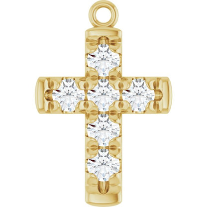 1/2 CTW Natural Diamond French-Set Cross Dangle