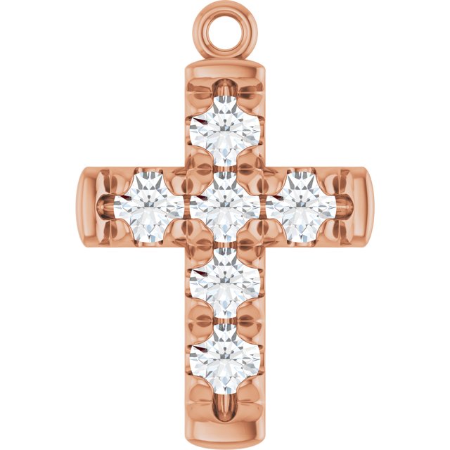 1/2 CTW Natural Diamond French-Set Cross Dangle
