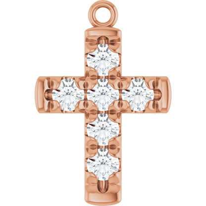 1/2 CTW Natural Diamond French-Set Cross Dangle
