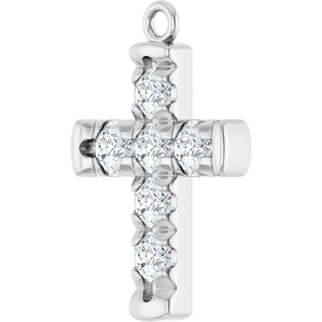 1/2 CTW Natural Diamond French-Set Cross Dangle