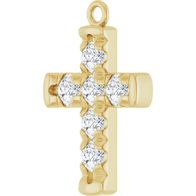 1/2 CTW Natural Diamond French-Set Cross Dangle