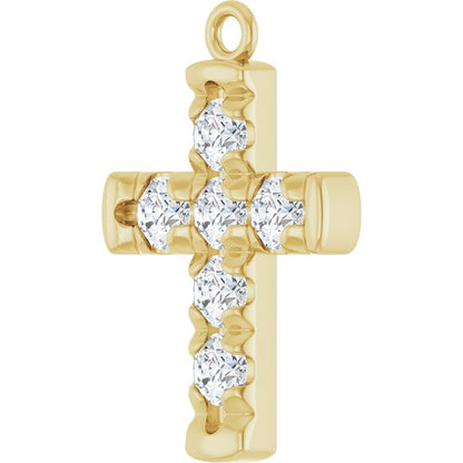 1/2 CTW Natural Diamond French-Set Cross Dangle