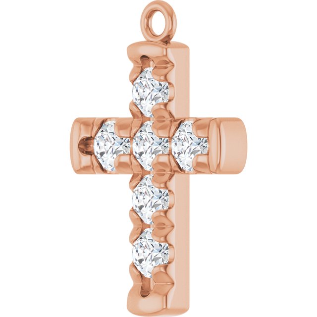 1/2 CTW Natural Diamond French-Set Cross Dangle