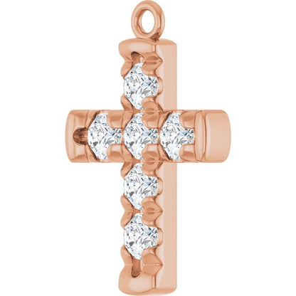 1/2 CTW Natural Diamond French-Set Cross Dangle
