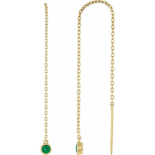 Natural Emerald Chain Earrings