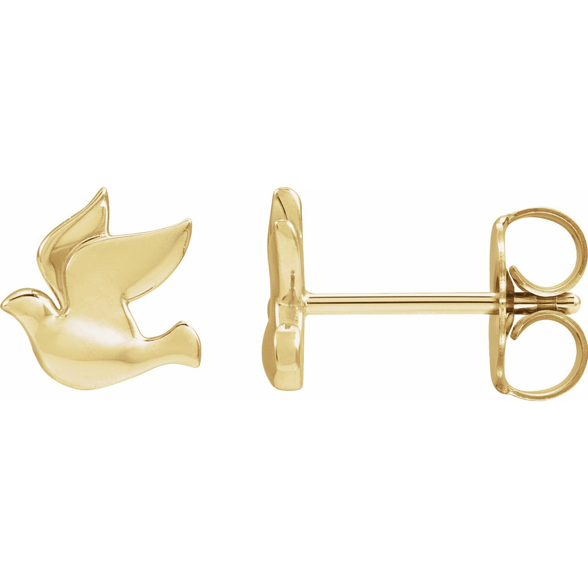 14K Yellow Gold Holy Spirit Dove Earrings
