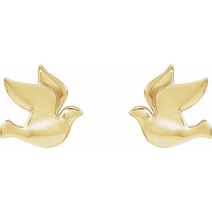 14K Yellow Gold Holy Spirit Dove Earrings