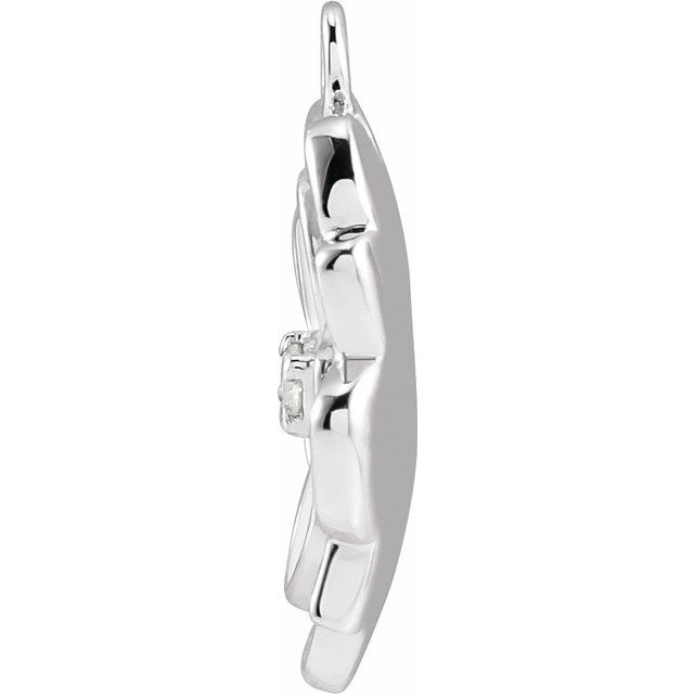 Petite Pavé® .025 CT Natural Diamond White & Green Enamel Magnolia Dangle