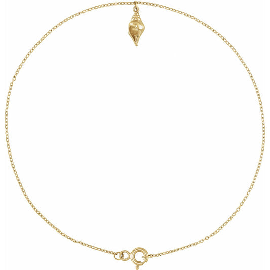 14K Yellow Gold Shell 9" Anklet