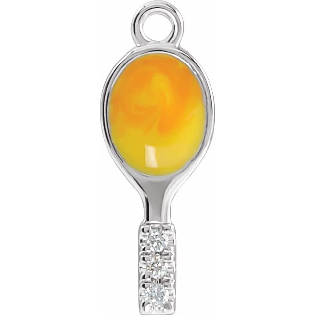 Petite Pavé® .01 CTW Natural Diamond Orange Enamel Tennis Dangle